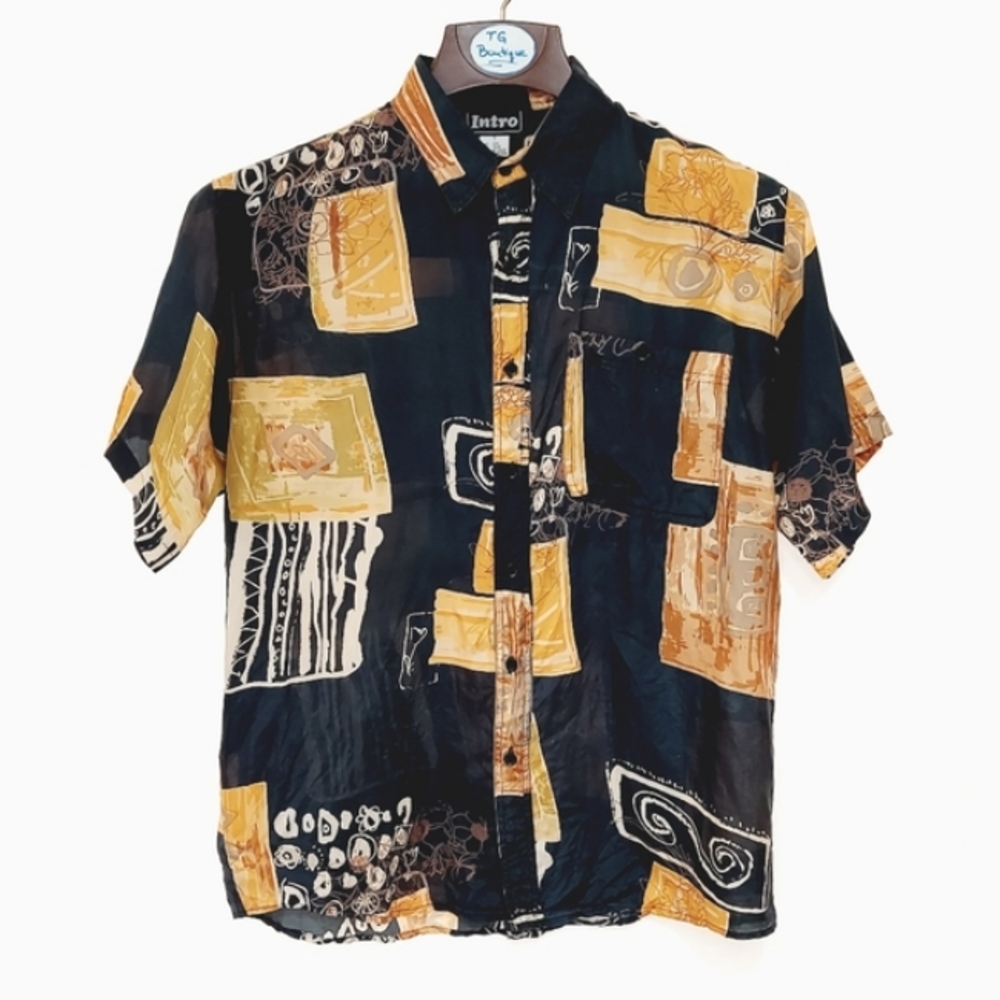 Mens Vintage Silk Shirt Small